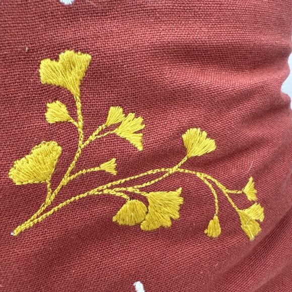 NWT FALL THROW PILLOW 18x18 In Burnt Orange Gold Tassels “I Think I Love Fall” - Picture 2 of 8